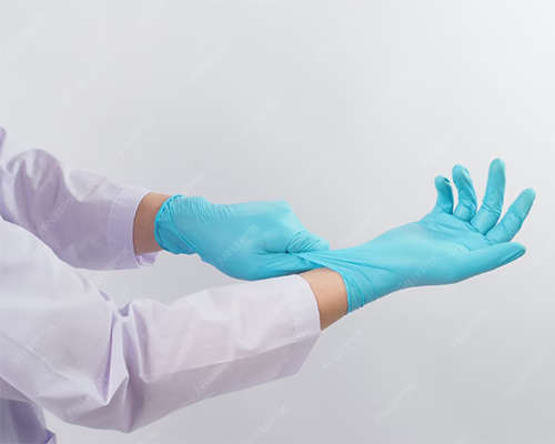 Standard wearing method for disposable medical gloves