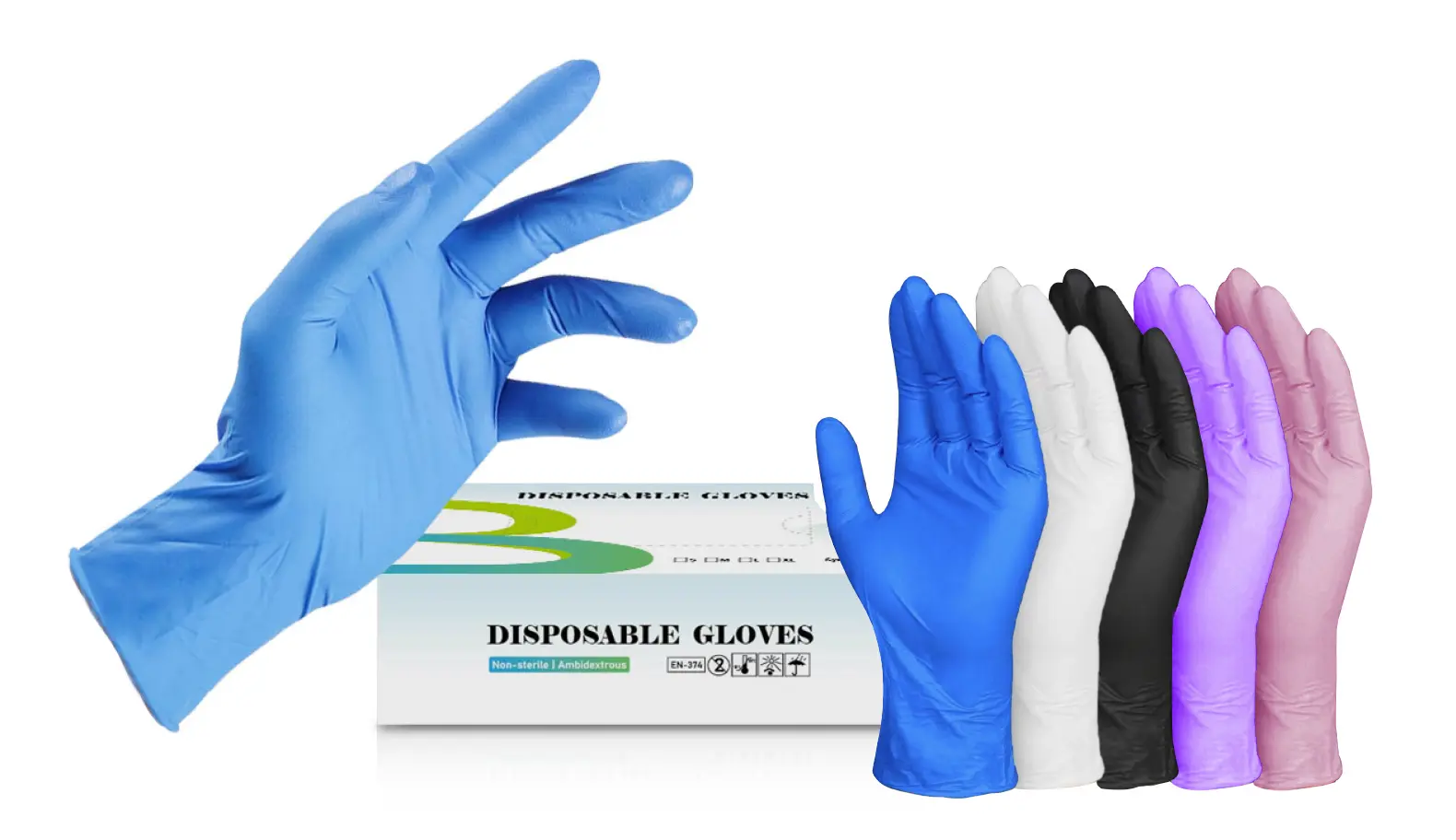 Wholesaler of nitrile gloves in various sizes and colors, with customization support.