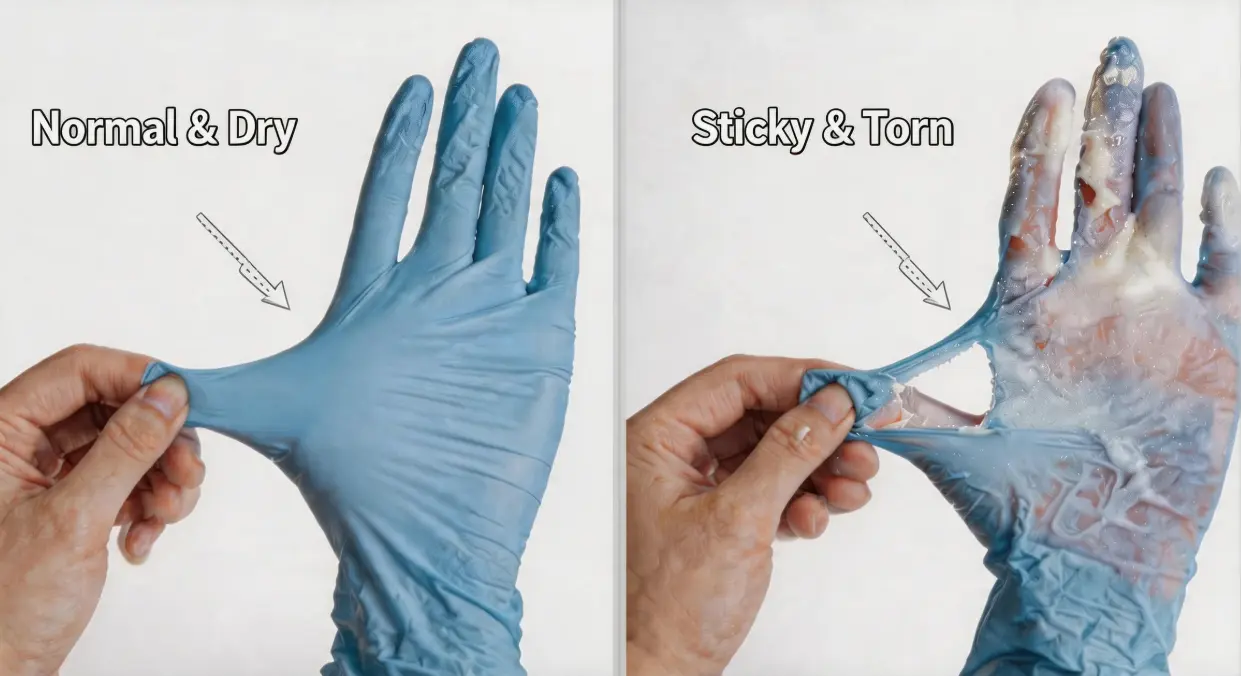 Sticky nitrile gloves vs normal non-sticky nitrile gloves for quality comparison