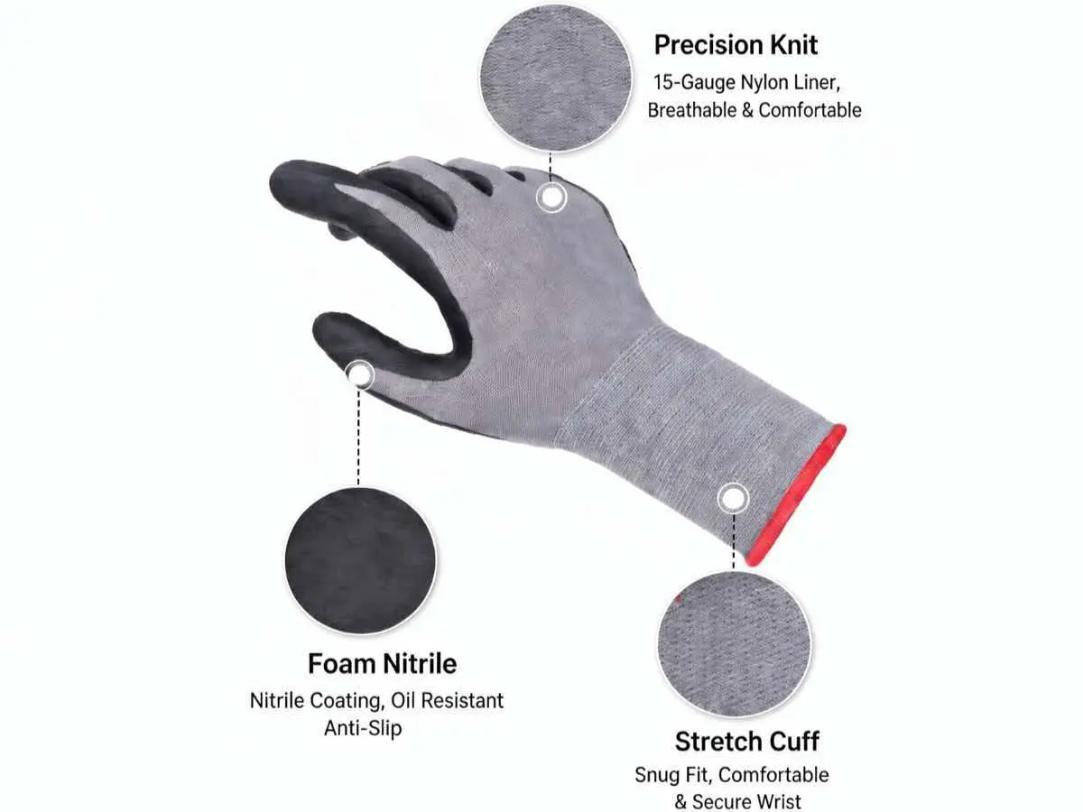 15-gauge micro-foam nitrile coated work gloves wholesale